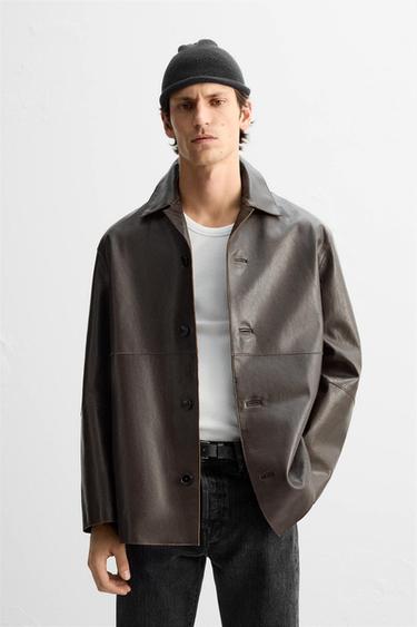 LEATHER JACKET - Brown by Zara