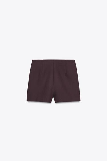 PLEATED CHAIN BERMUDA SHORTS - Burgundy by Zara - Image 6