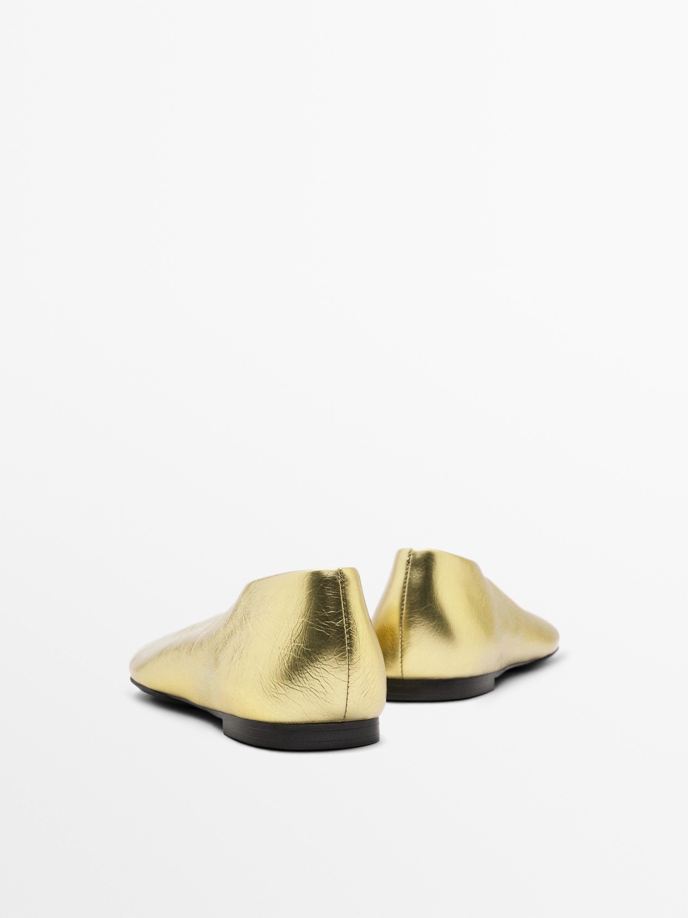 Metallic leather ballerinas