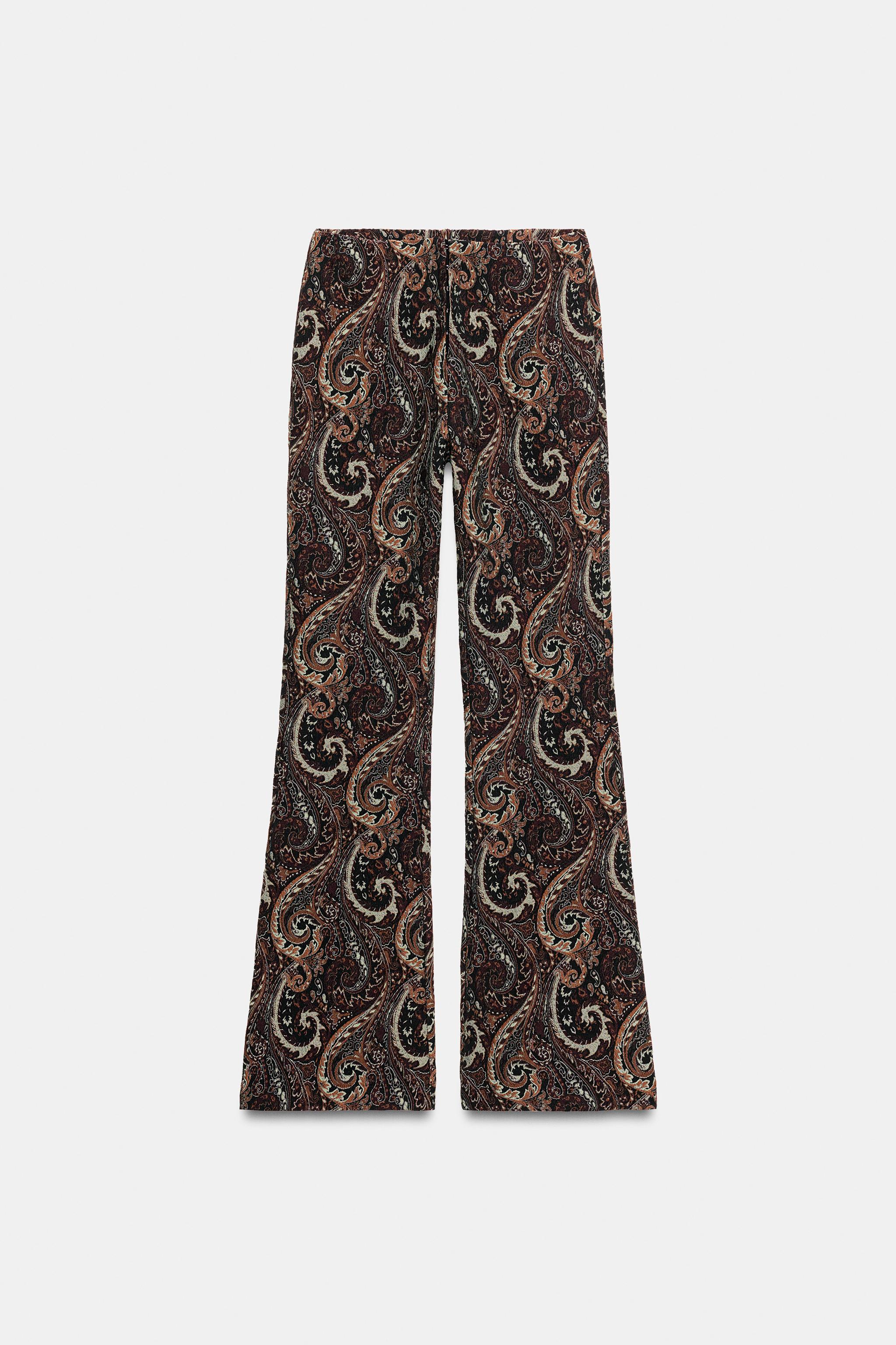 Женские брюки Zara JACQUARD FLARE TROUSERS — фото 7
