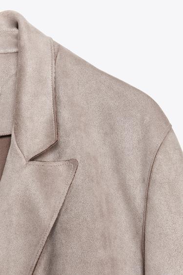 FAUX SUEDE BLAZER - Brown / Taupe by Zara - Image 8