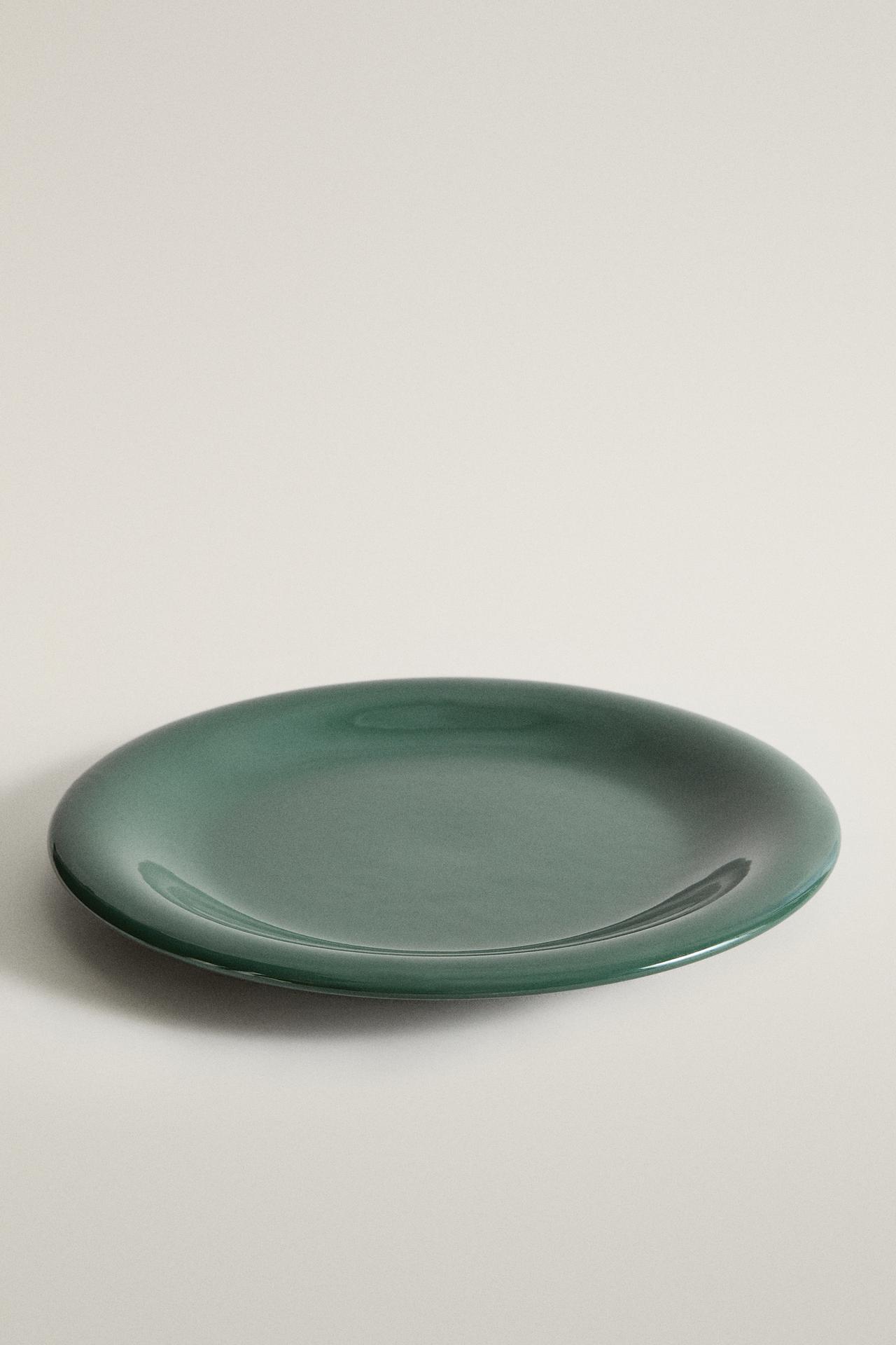 ENAMELLED STONEWARE DINNER PLATE — Green