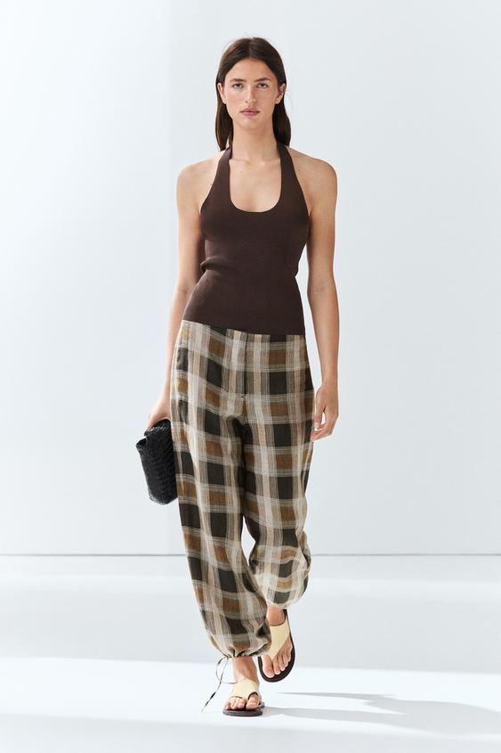 Check print sarouel trousers from Zara - $180