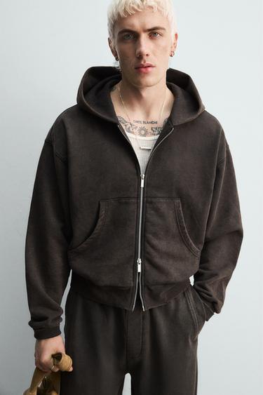 CROPPED FIT HOODIE - Brown by Zara - Image 4