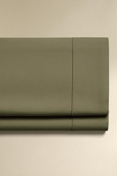 Zara PERCALE COTTON FLAT SHEET (300 THREAD COUNT) - Green