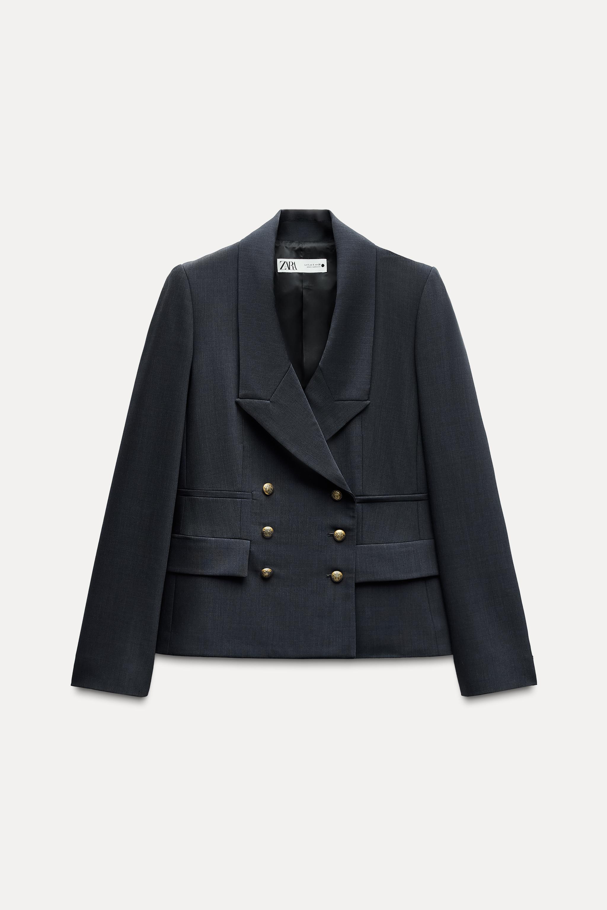 NEW ZARA BLACK GOLD BUTTON offers WOOL BLEND COAT