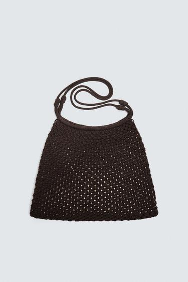 BOLSO SHOPPER MACRAMÉ - Marrón de Zara
