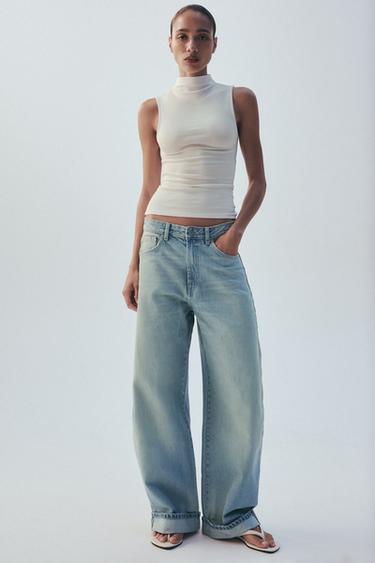 JEANS TRF BAGGY FOLDED TIRO MEDIO - Azul claro de Zara