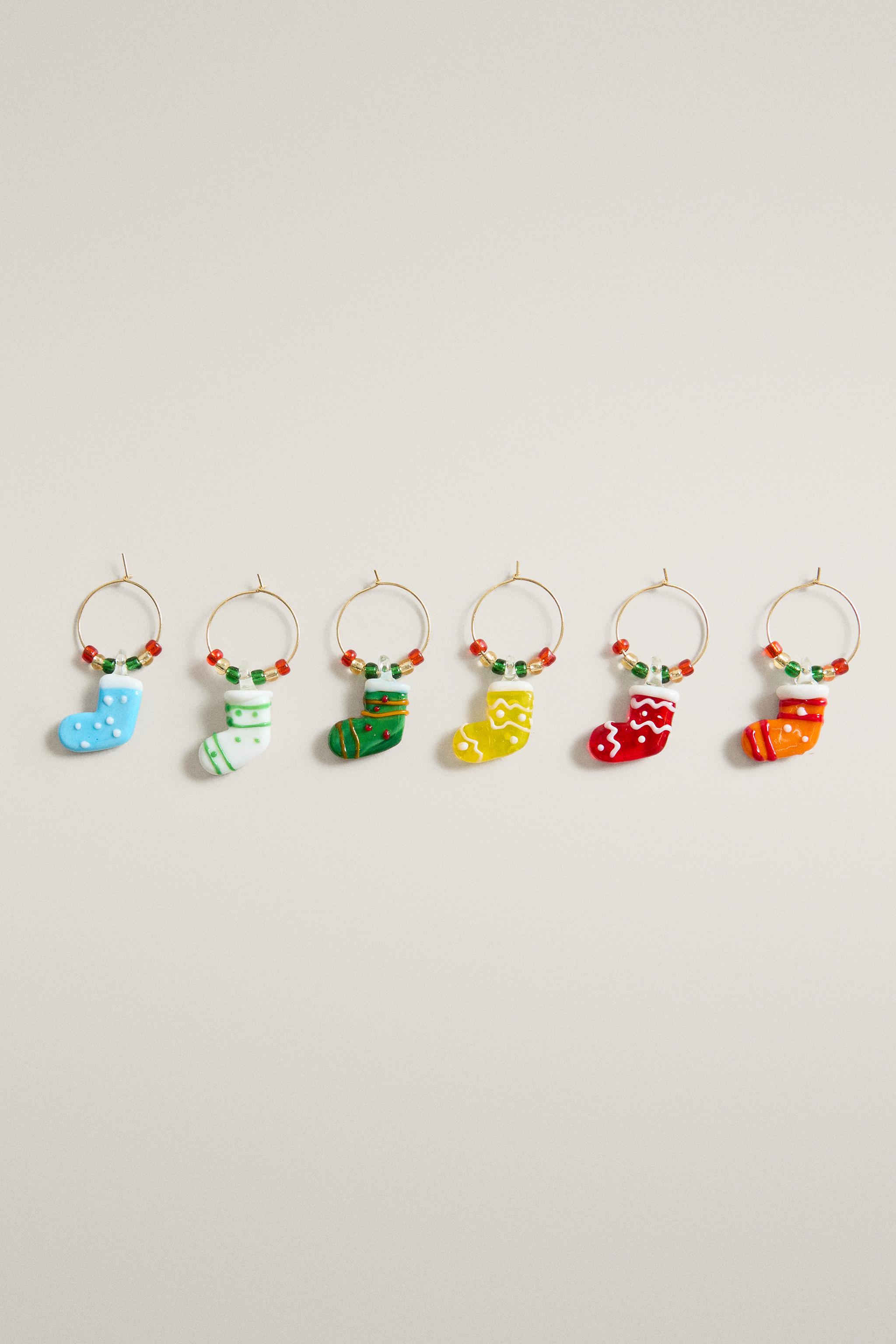 MARQUE-VERRES CHAUSSETTE NOËL (LOT DE 6)
