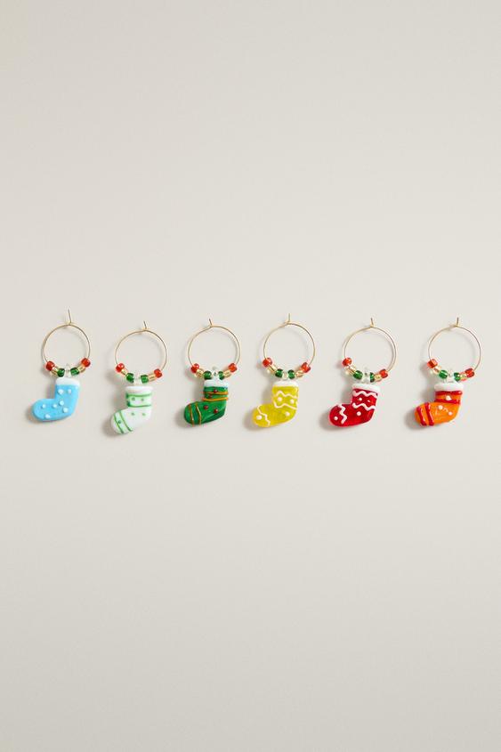 CHRISTMAS SOCK GLASS MARKERS (PACK OF 6) - Various by Zara - Image 0