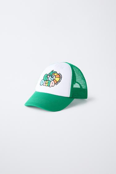 CASQUETTE EN RÉSILLE BRODÉ - Vert de Zara - Image 1