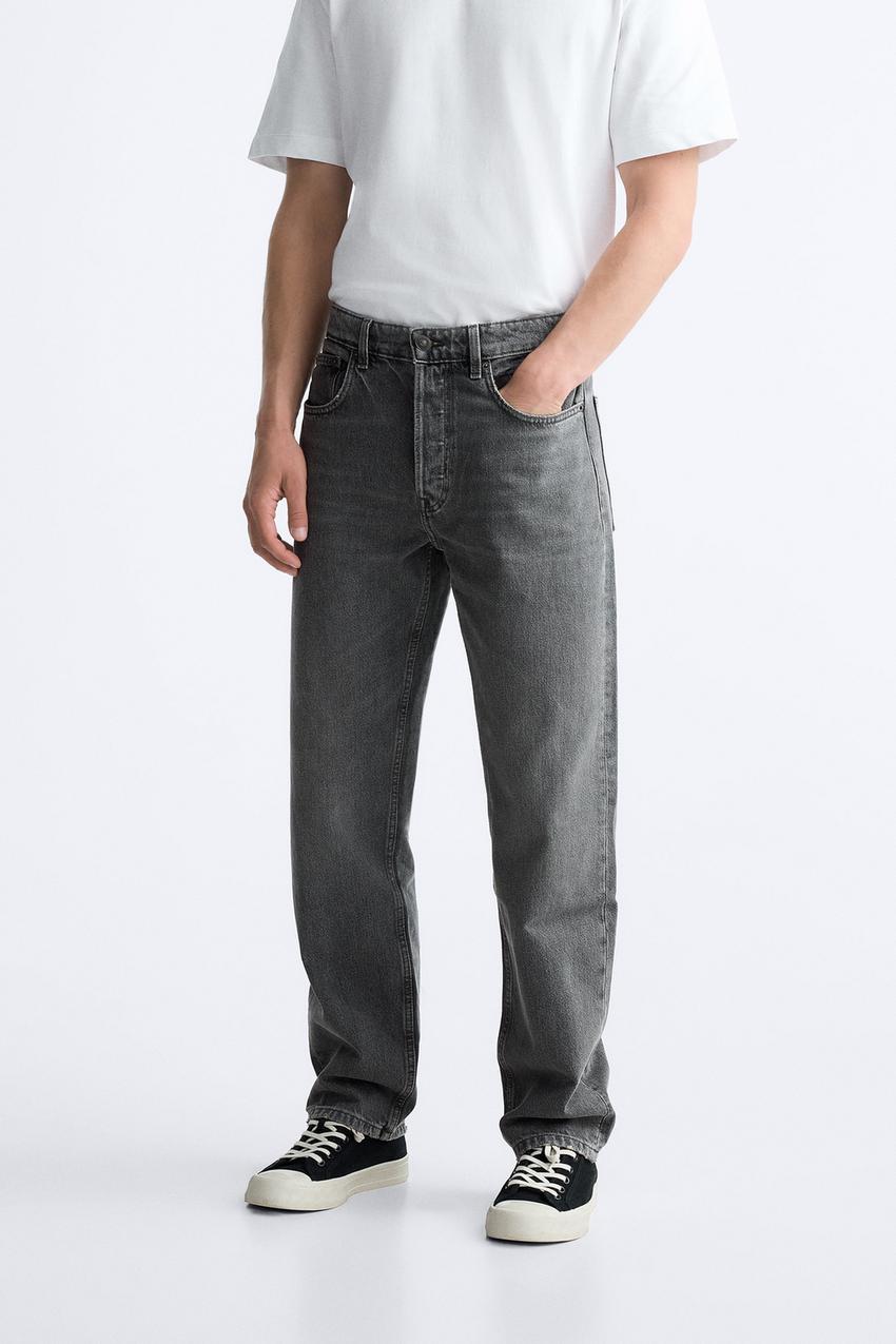 BAGGY BELTED JEANS - Gray