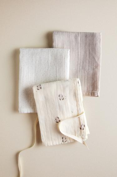 BUNNY BABY MUSLIN CLOTHS (PACK OF 3) - Cream by Zara