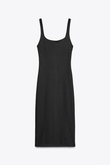 ROBE MIDI CINTRÉE - Noir de Zara