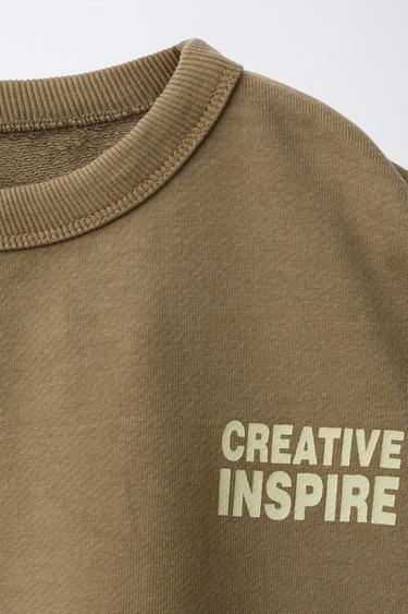 SLOGAN PRINT SWEATSHIRT - Khaki by Zara - Image 2