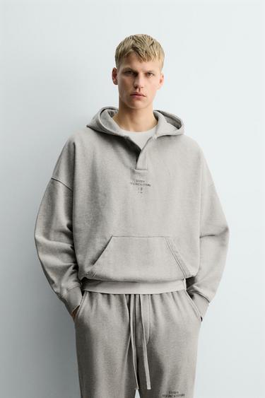 HOODIE POUCH POCKET X SR_A - Grey marl by Zara