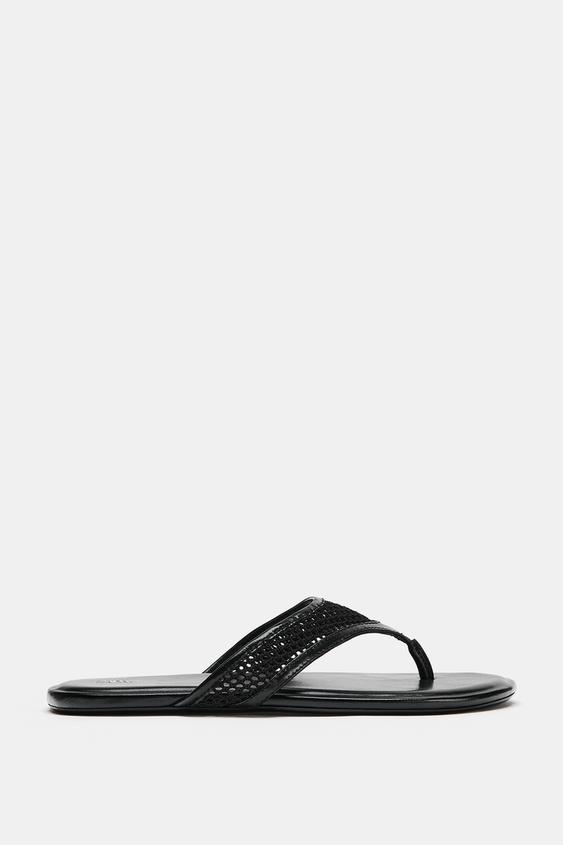 MESH FLAT SANDALS - Black by Zara - Image 0