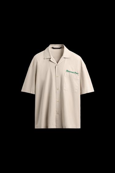 LYOCELL/COTTON PRINT SHIRT - camel by Zara - Image 0