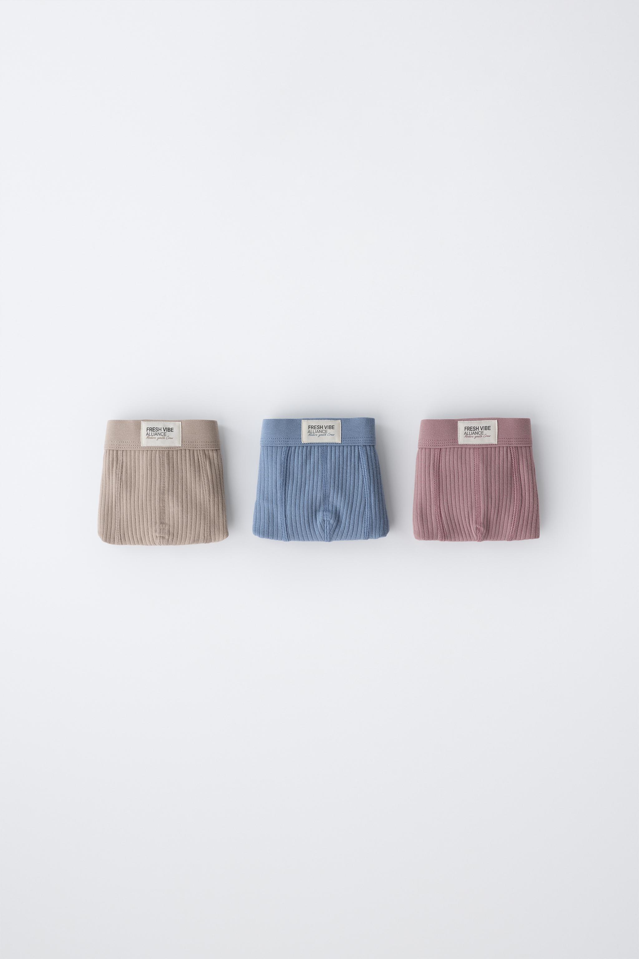 6-14 ANS/ LOT TROIS BOXERS CÔTELÉS ÉTIQUETTE