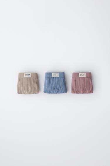 6-14 YEARS / THREE-PACK OF RIBBED BOXERS WITH LABEL - Multicoloured by Zara - Image 0