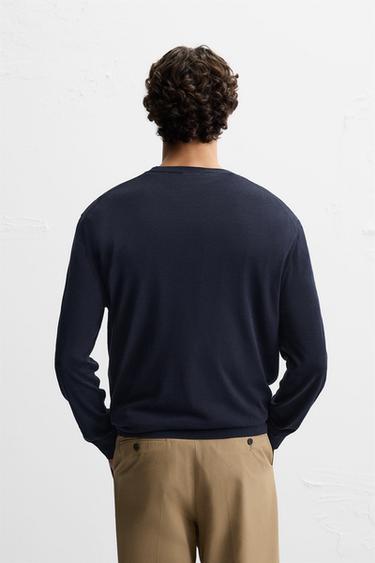 COTTON AND SILK SWEATER - Navy blue by Zara - Image 2