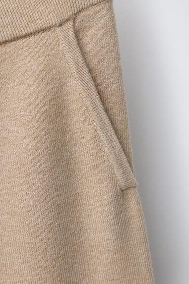 KNITTED WIDE-LEG TROUSERS - Mid-camel by Zara - Image 3