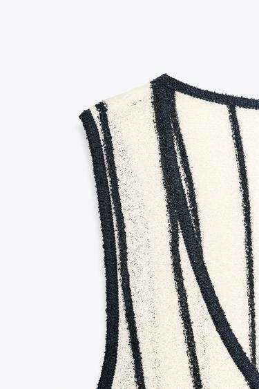 MIDI CUT-OUT KNIT DRESS - Ecru / Navy by Zara - Image 4