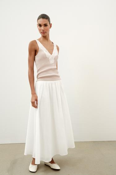 TOP CANNELÉ DENTELLE - rose poudré de Zara - Image 2