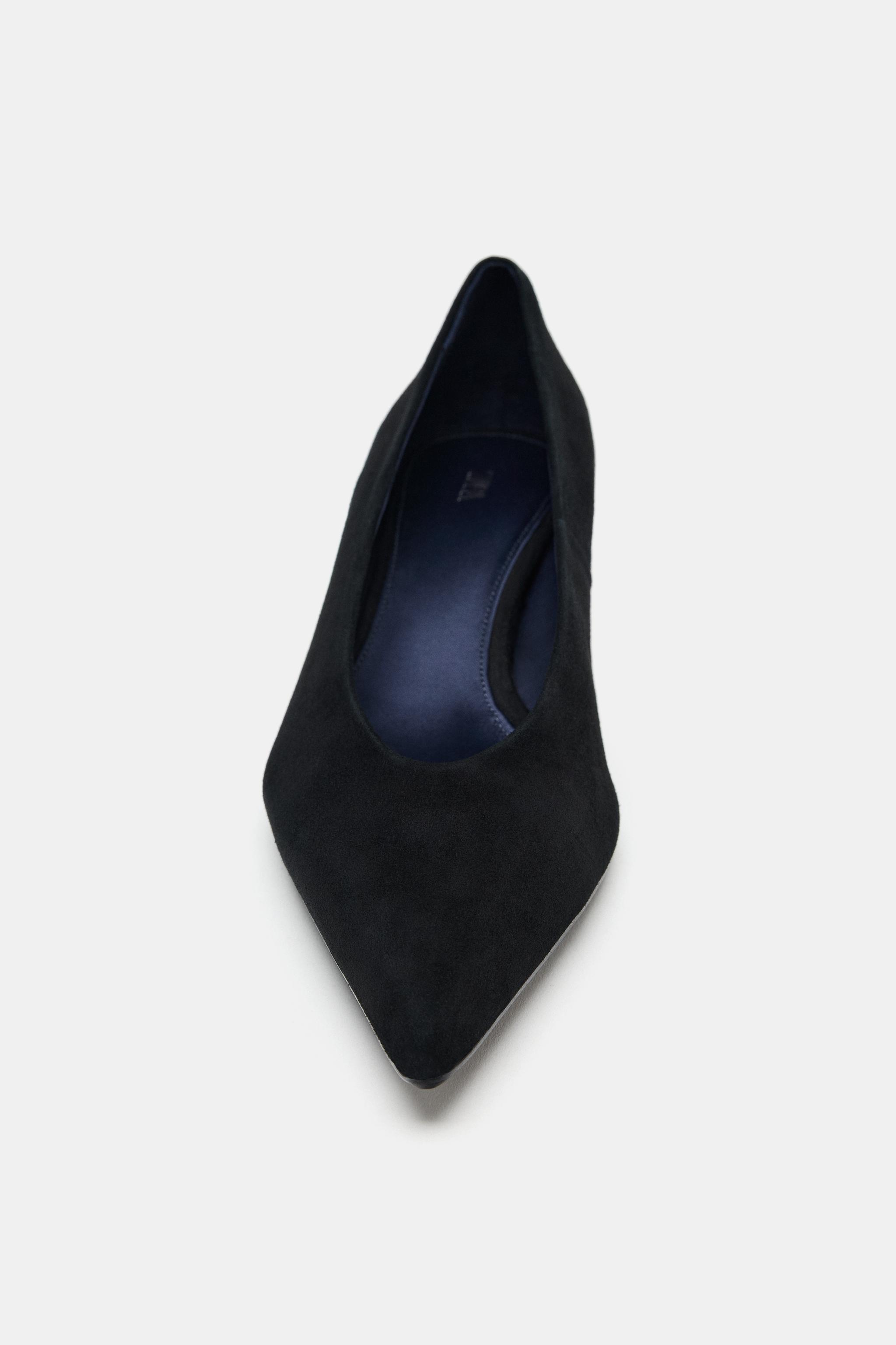 スエードキトゥンヒールシューズ - ブラック | ZARA Japan / 日本
