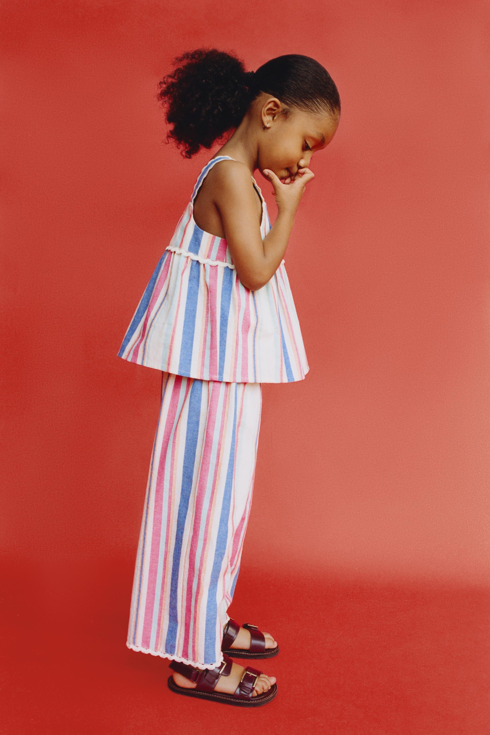 STRIPED LACE TRIM TOP — Multicolored (alternate view)