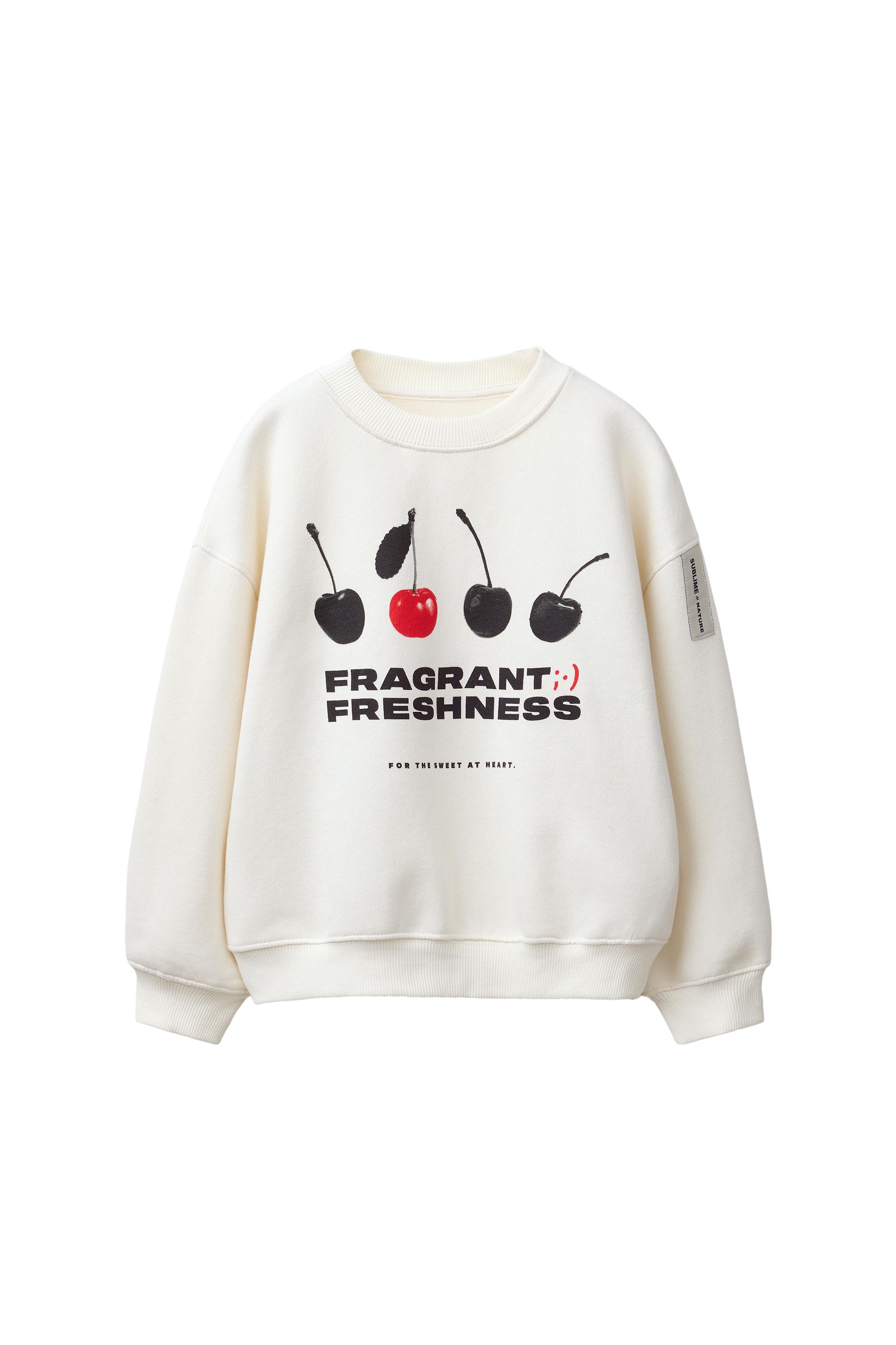 CHERRY AND TEXT SWEATSHIRT - Ecru | ZARA United States