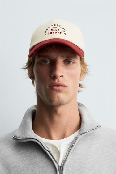 CONTRAST EMBROIDERY CAP - Ecru by Zara - Image 0