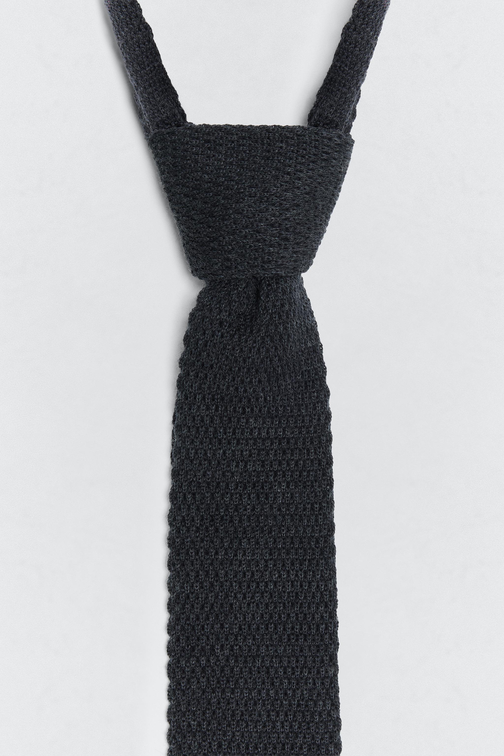 Soshiotsuki x ZARA ウールニットタイ - グレー | ZARA Japan / 日本