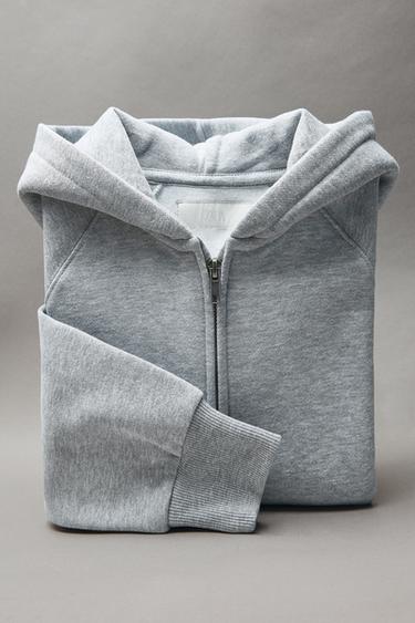 Zara ZIP-UP HOODED SWEATSHIRT - Gray marl