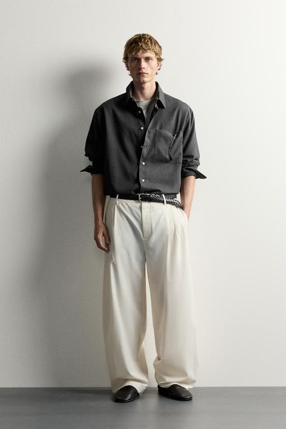 CAMISA REGULAR FIT ESTRUCTURA - Gris de Zara - Imagen 0