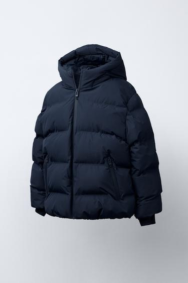 WATER-REPELLENT QUILTED COAT WITH LABEL - Navy blue by Zara - Image 1