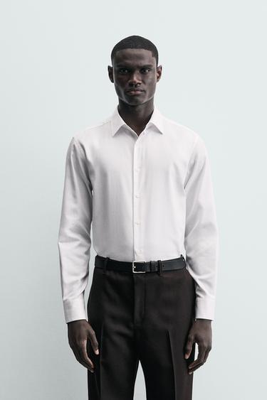 SLIM FIT TEXTURED SHIRT - White by Zara