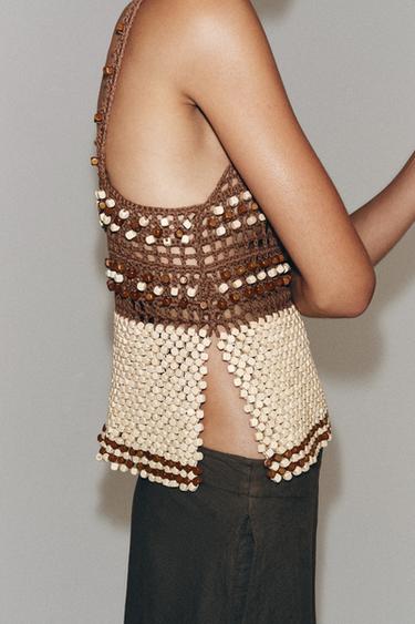 TOP EN MAILLE CROCHET À FANTAISIE - Beige de Zara - Image 3