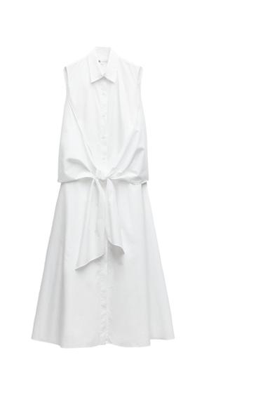 ZW COLLECTION KNOTTED POPLIN SHIRT DRESS