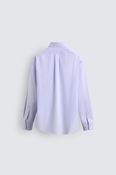 REGULAR FIT CHECK SHIRT - Lilac / White by Zara - Image 7