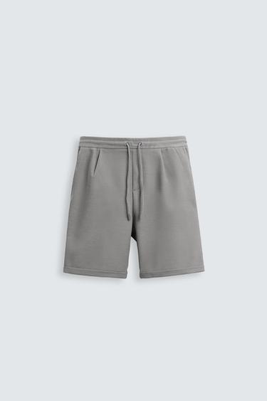 Zara STRETCH SHORTS - Gray / Beige