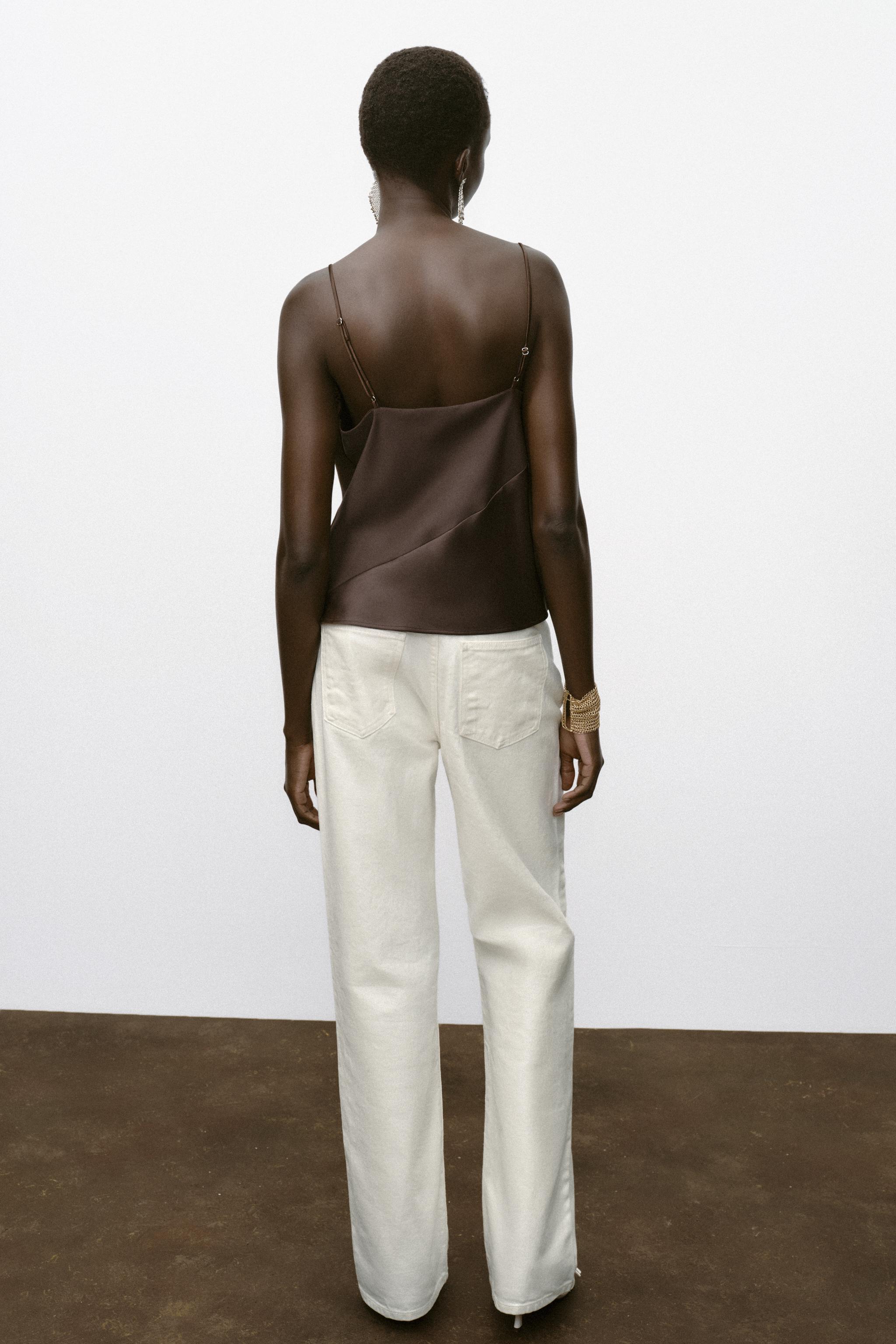 SALSATION トップス サイズXS SATIN EFFECT HALTER TOP - Light yellow | ZARA United States
