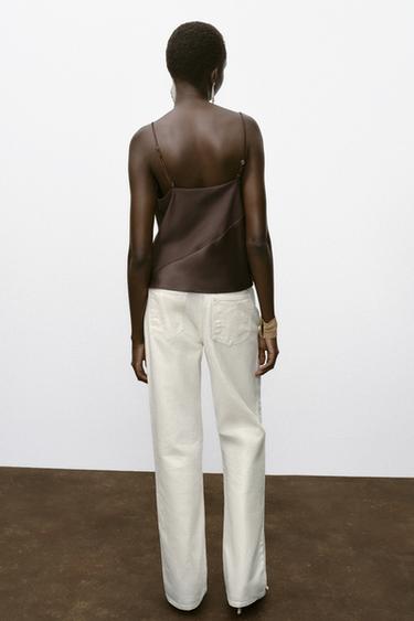 SATIN TRIM CAMISOLE TOP - Brown by Zara - Image 4