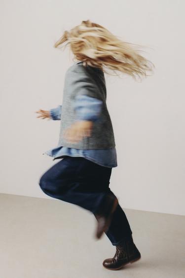 Zara EMBROIDERED KNIT SWEATER - Gray marl