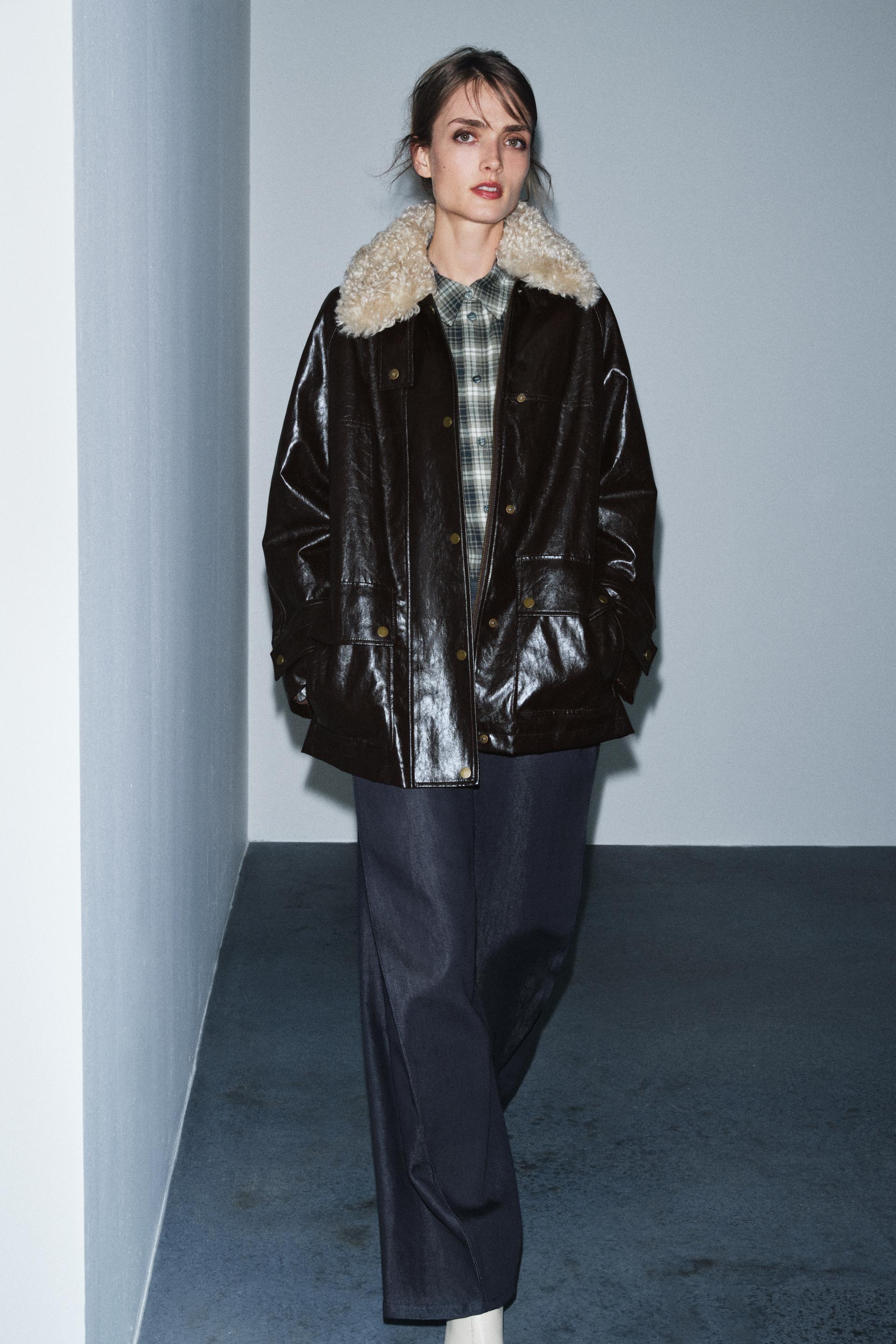 Zw Collection Faux Fur Collar Jacket