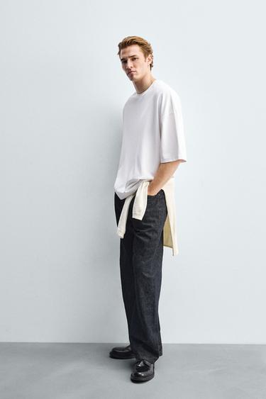 T-SHIRT BOXY FIT EFFET NÉOPRÈNE - Blanc de Zara - Image 3