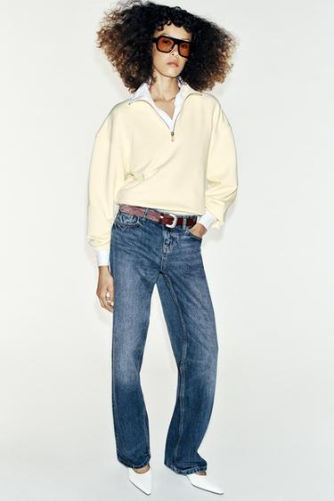 METAL ZIP SWEATSHIRT - Yellow by Zara