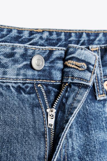 MID-WAIST RIPPED TRF DENIM BERMUDA SHORTS - Navy blue by Zara - Image 5