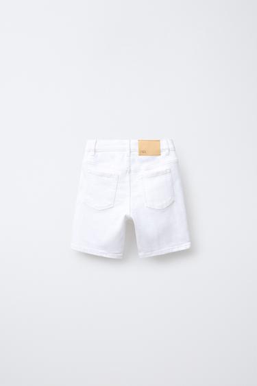 BASIC STRAIGHT DENIM BERMUDA SHORTS - White by Zara - Image 1