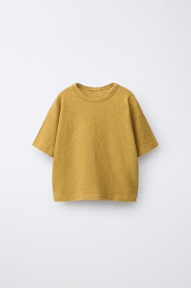 T-SHIRT LISA COM LINHO E ALGODÃO - Castanho-claro da Zara